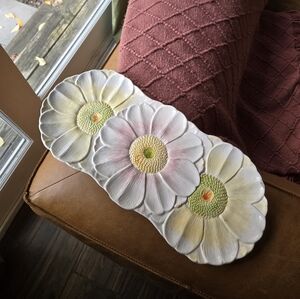 Vintage FNG Portugal Ceramic Floral Tray – Hand-Painted Daisy Design